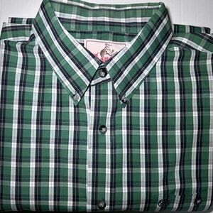 Wrangler Green Plaid Long Sleeve Button Down Dress Shirt Size XL